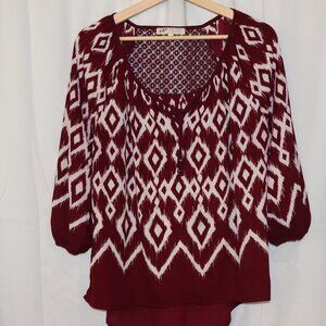 Jolt Blouse Size Large Round Hem Tie Front Blouse Sleeves Purple Boho Artsy